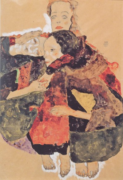 Group of Three Girls by Egon Schiele